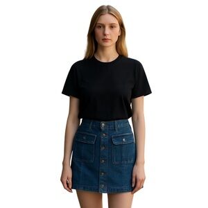 Gap 1969 denim mini skirt button front pockets front back a-line Size 29